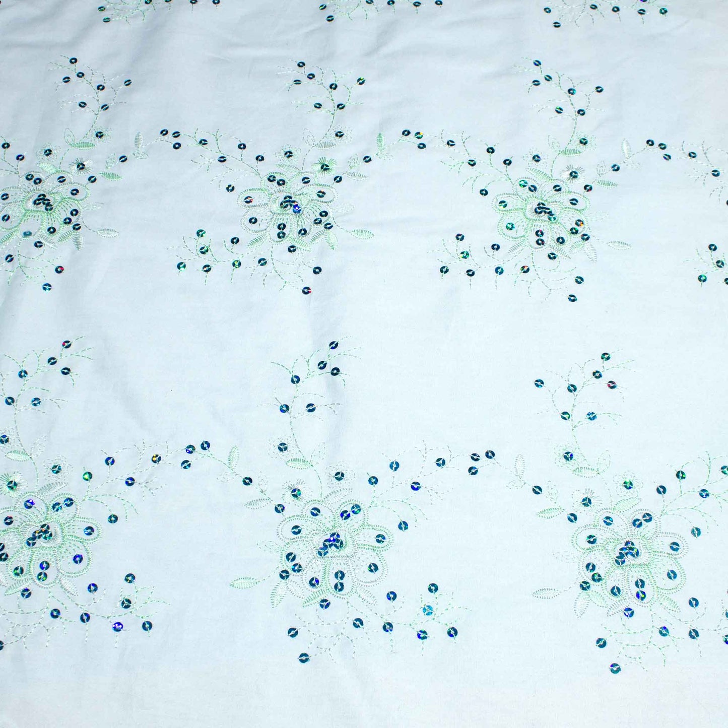 Paljettyg - Bomull Blå Blommigt 33