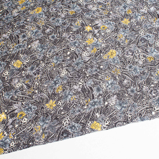 Mönstrade Modetyger - Tyg Mode Crepe Väldigt Mjuk Gul Blå Vit Svart Blommigt 39