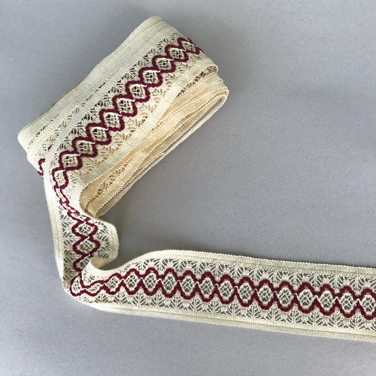 Band - Mariette - Tygband Benvit Röd 4