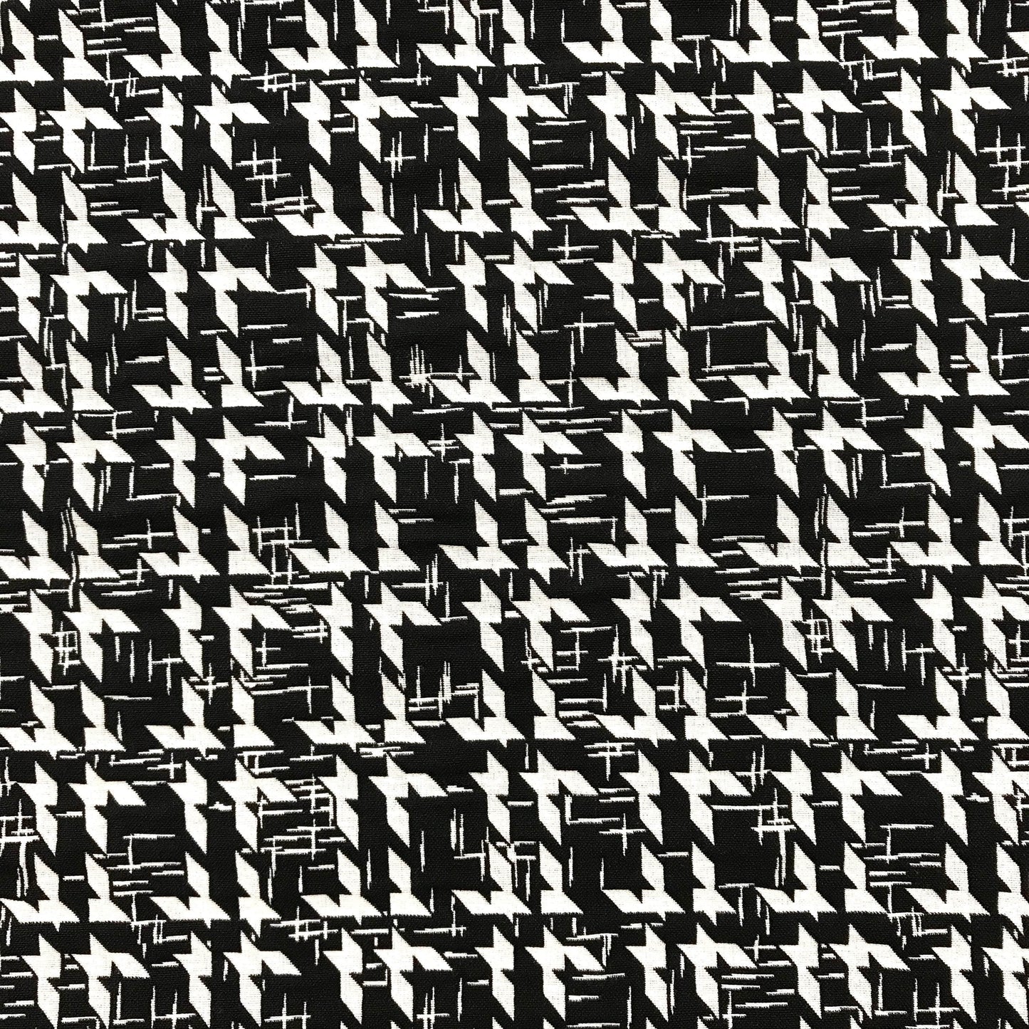 Stretchtyger - Bomull Polygon Mönstrad Svart Vit Stark Stretch Houndstooth 5