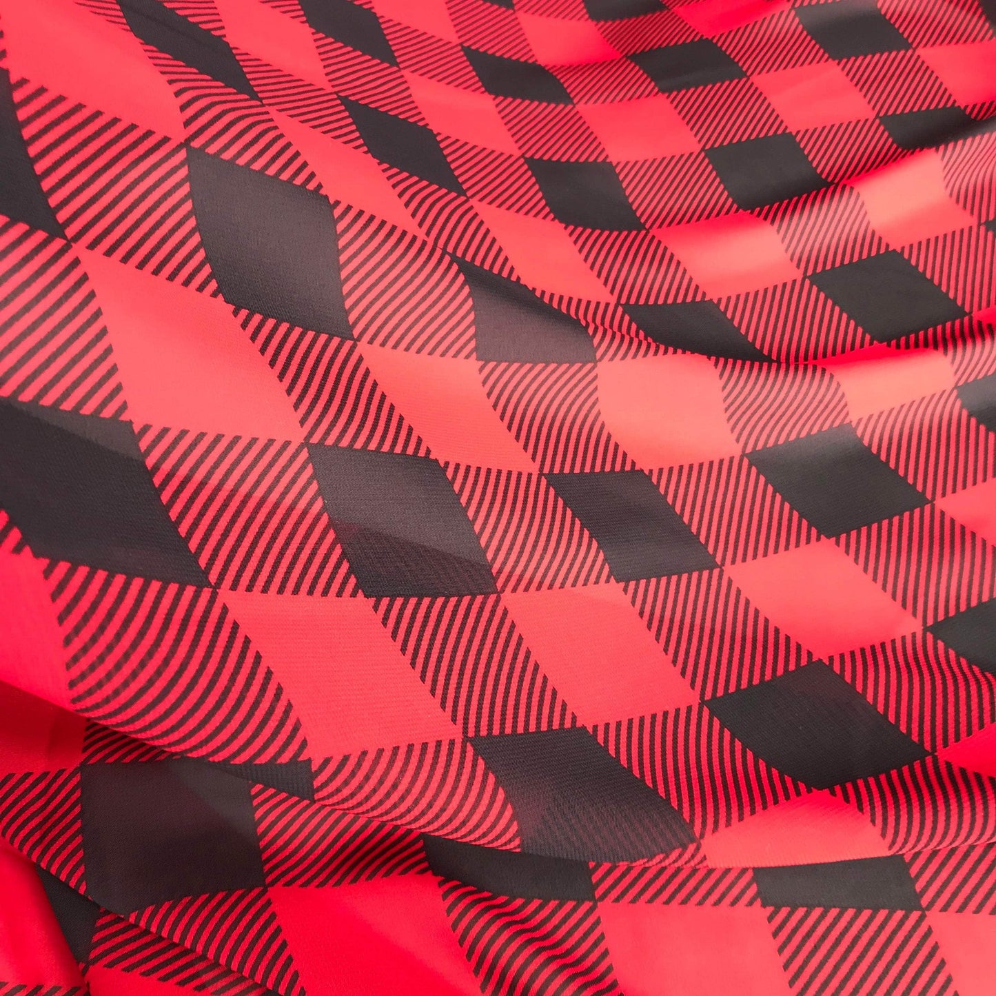 Mönstrade Modetyger - Mode Tyg Chiffong Rutigt Svart Röd 22