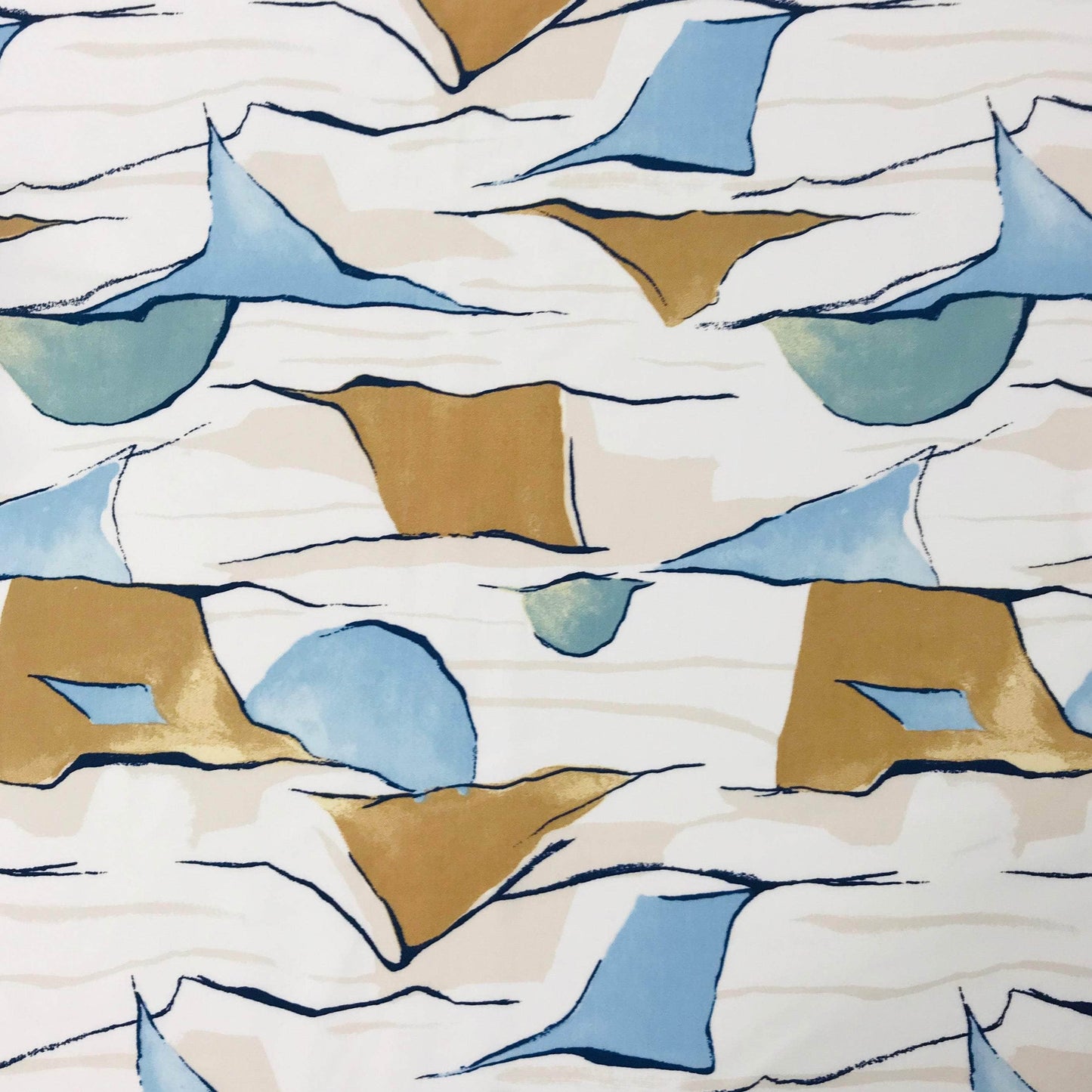 Mönstrade Modetyger - Mode Tyg Viskos Abstrakt Vit Ljusbrun Ljusblå 26