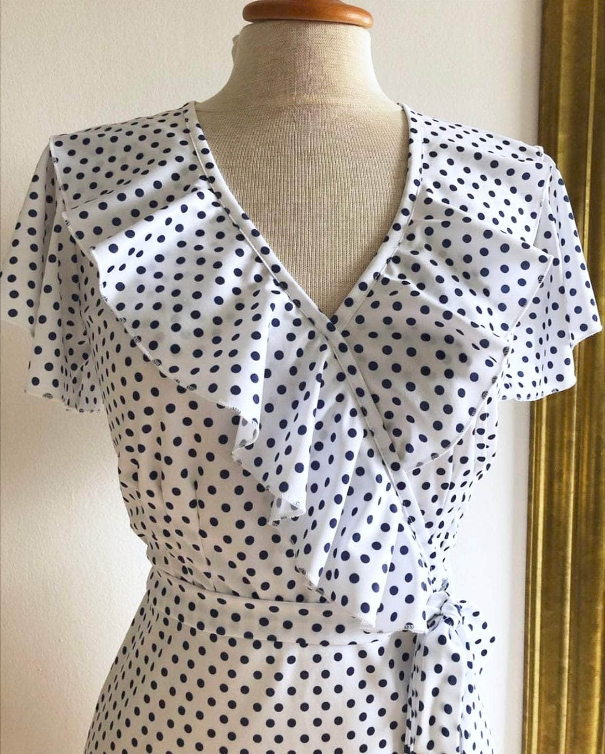 Mönstrade Modetyger - Stretch Prickigt Marinblå Vit 28