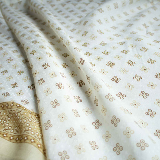 Mönstrade Modetyger - Mode Tyg Beige Benvit Prickigt 143