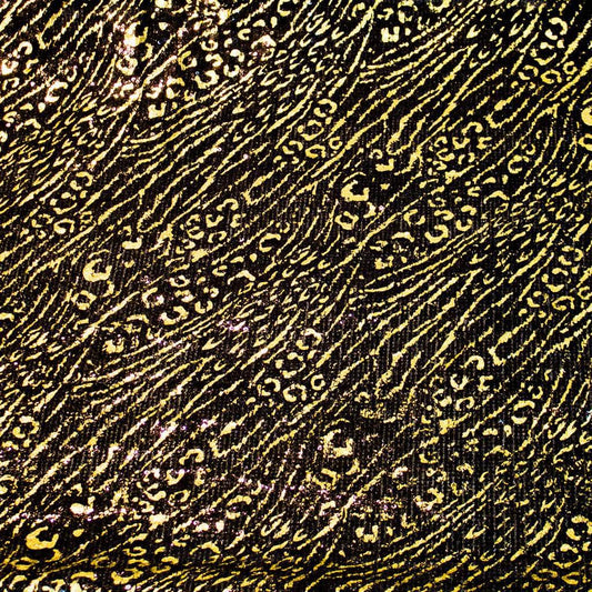 Mönstrat Paljettyg - Svart Guld Linjer 20