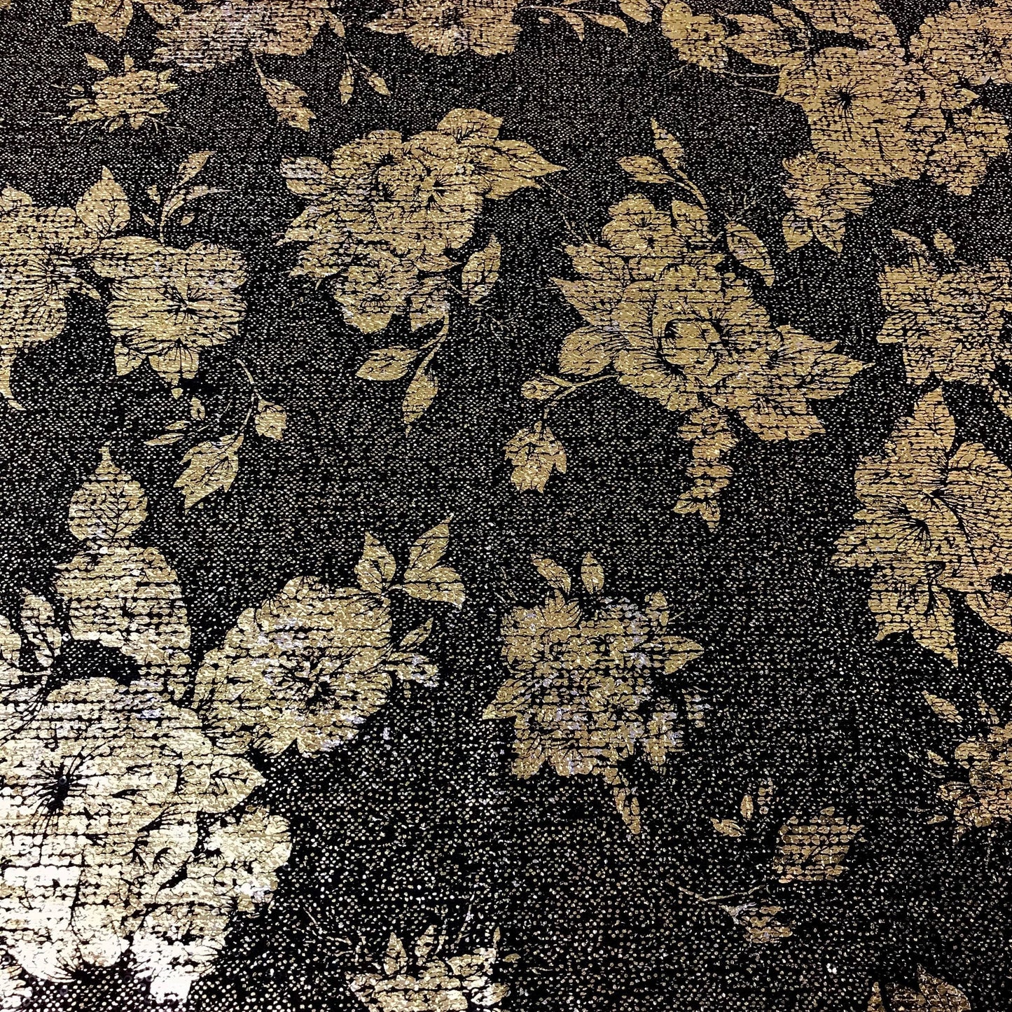 Mönstrat Paljettyg - Blommigt Svart Guld 22