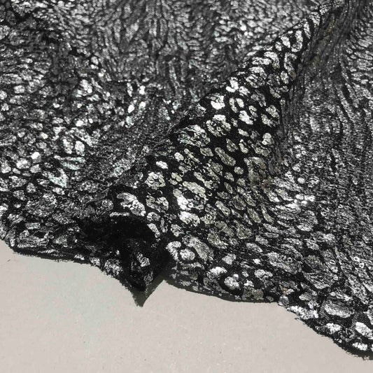 Mönstrat Paljettyg - Leopard Svart Silver 24