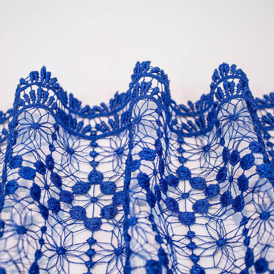 Spetstyg - Spets Kungsblå Royal Blue Blå Spets Rutigt 4