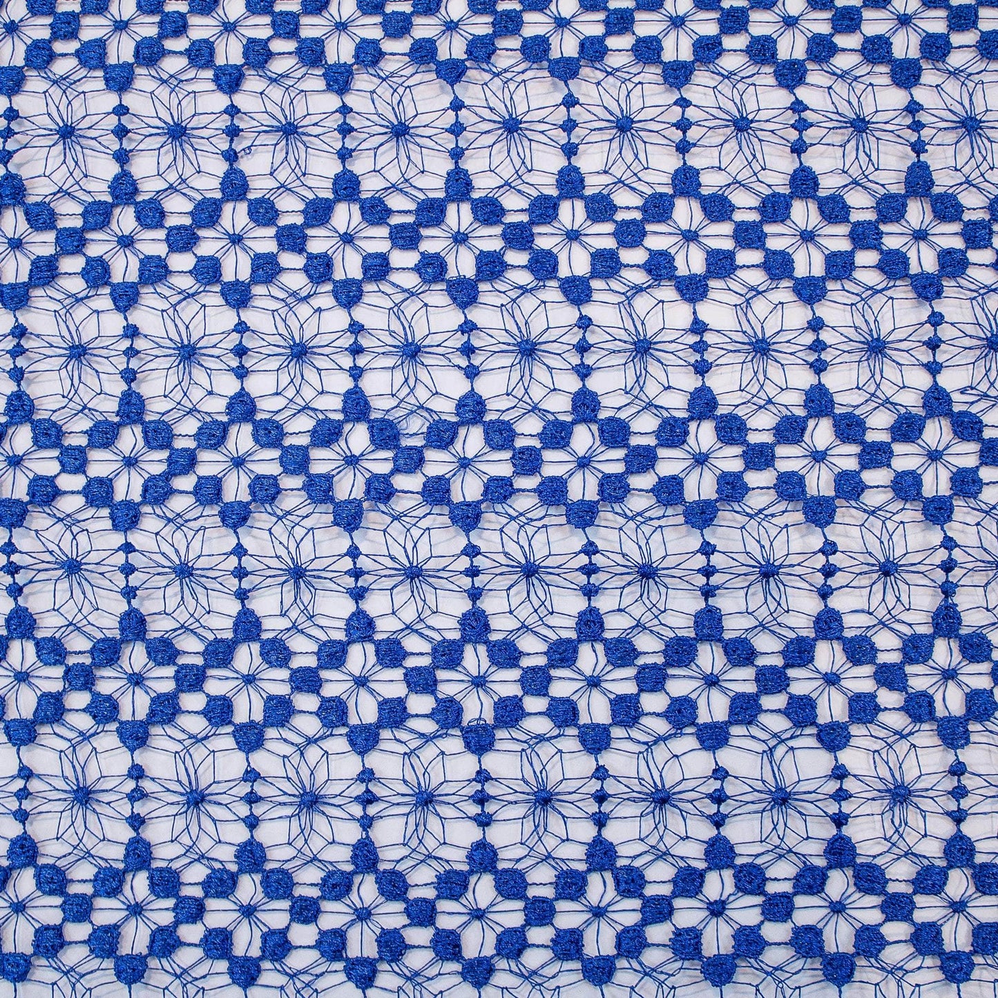 Spetstyg - Spets Kungsblå Royal Blue Blå Spets Rutigt 4
