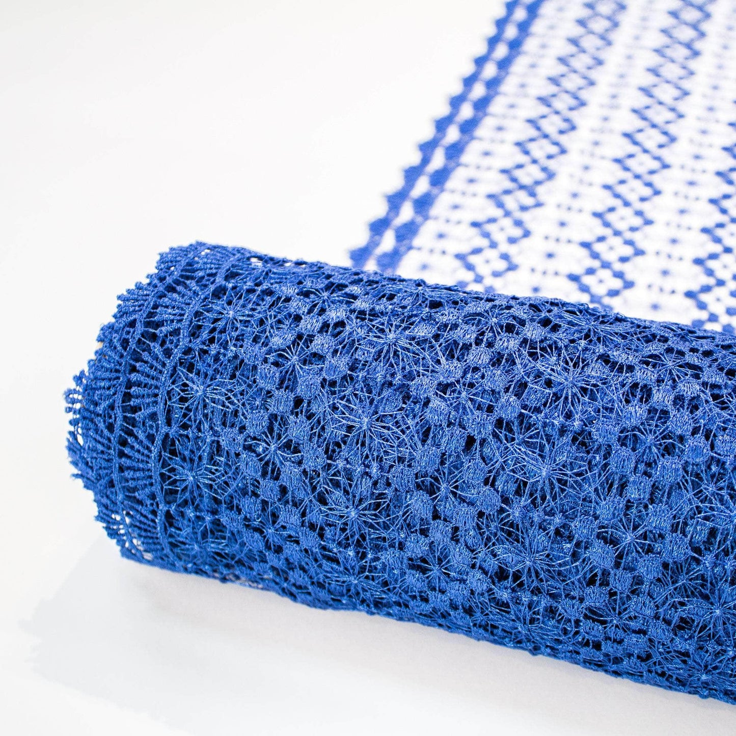 Spetstyg - Spets Kungsblå Royal Blue Blå Spets Rutigt 4