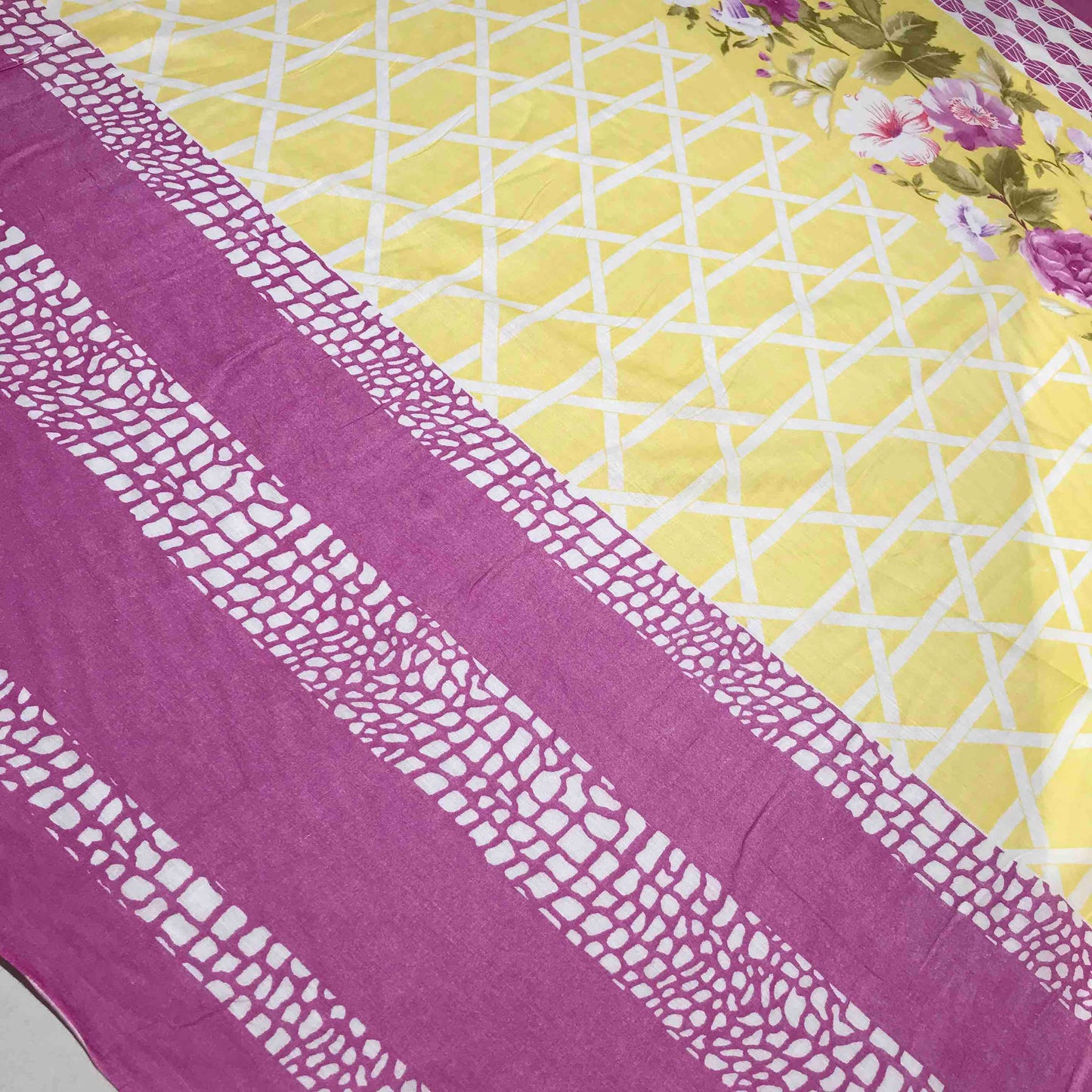 Mönstrade Modetyger - Bomull Rosa Gul Vit Blommigt 29