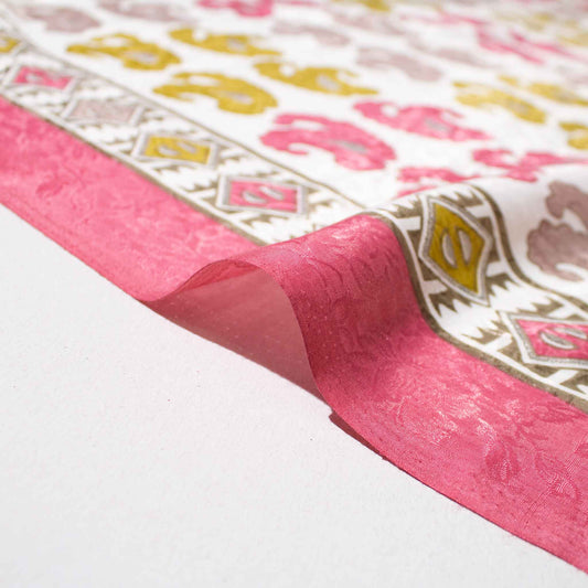 Mönstrade Modetyger - Silver Skimmer Rosa Vit Grå Grön Paisley 73