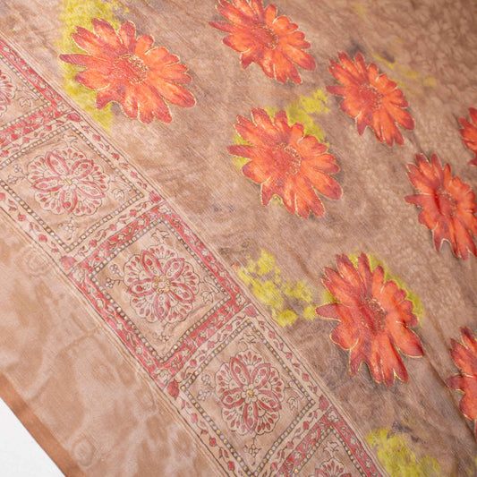 Mönstrade Chiffongtyger - Chiffong Skimmer Guld Brun Röd Grön Blommigt 80