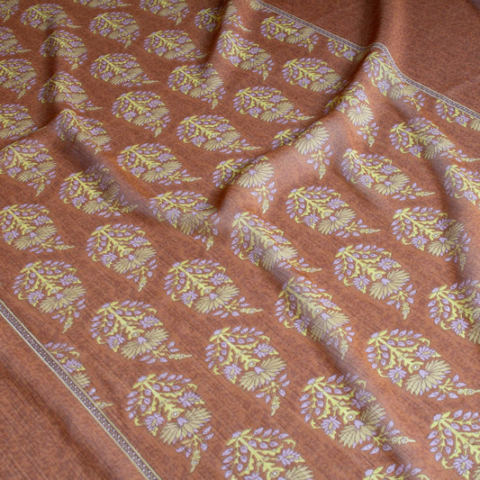 Mönstrade Chiffongtyger - Chiffong Brun Lila Grön Blommigt Grön Lila Border 97