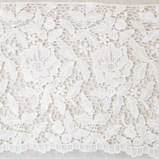 Broderade Spetsband - Tygband Band Brud Bröllop Knypplad Spets Benvit Ultrabred Stora & Små Blommor 17