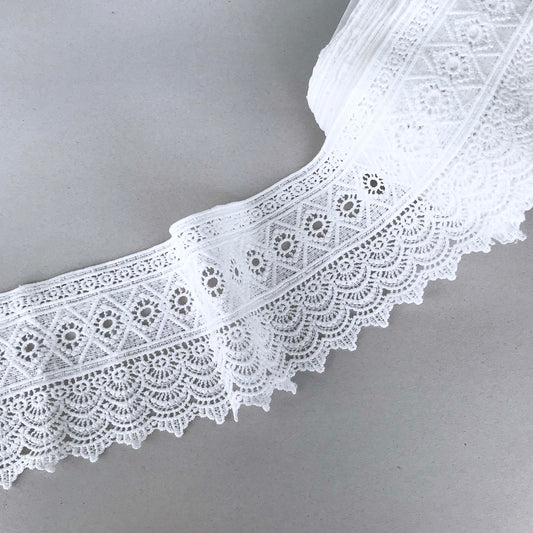 Brudspets band - Brud Bröllop Knypplad Spets Vit Kvadrater 37