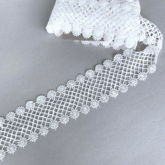 Brudspets band - Tygband Brud Bröllop Knypplad Spets Vit Blommigt Nät 39