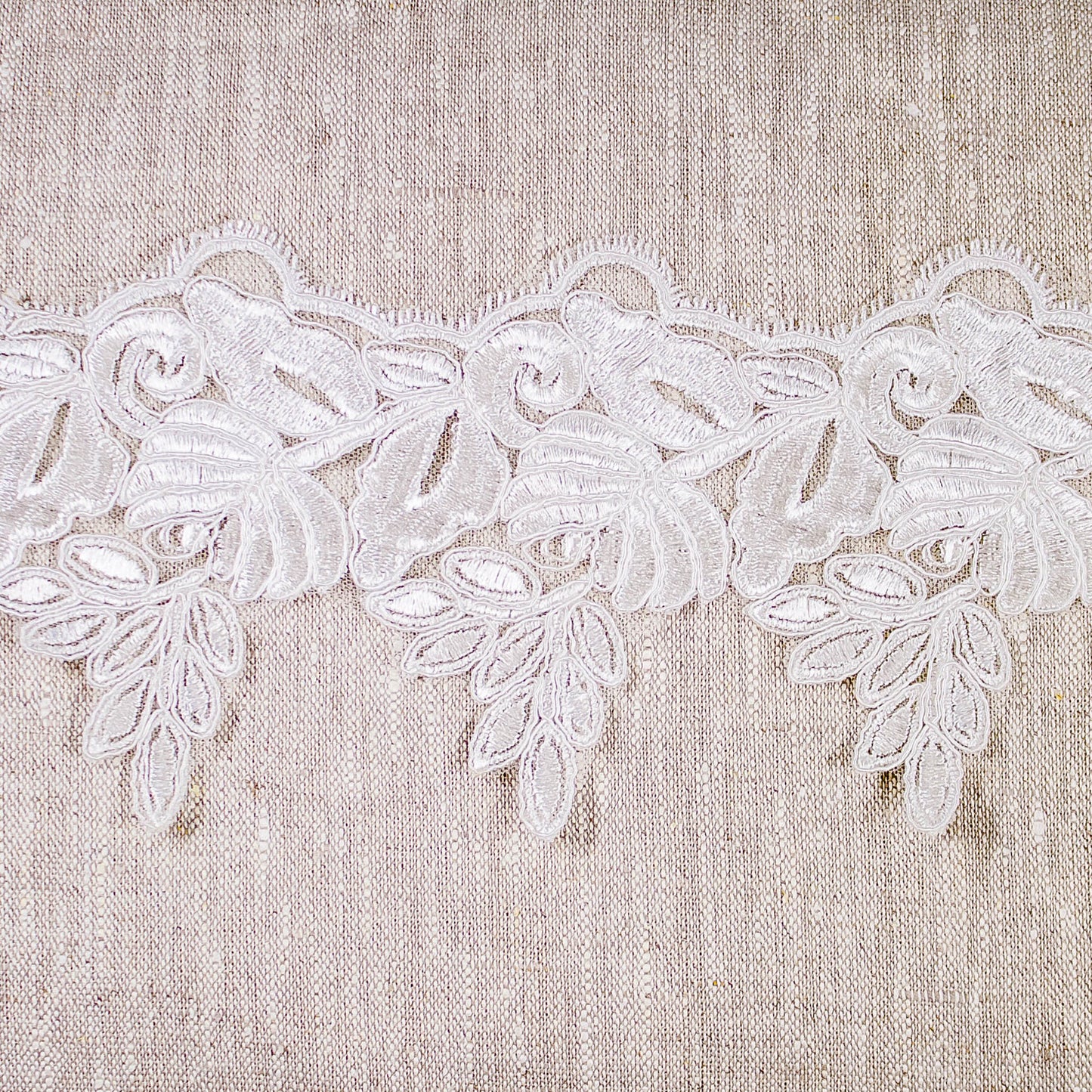 Broderade Spetsband - Band Brud Bröllop Spets Benvit Bladslingor 164