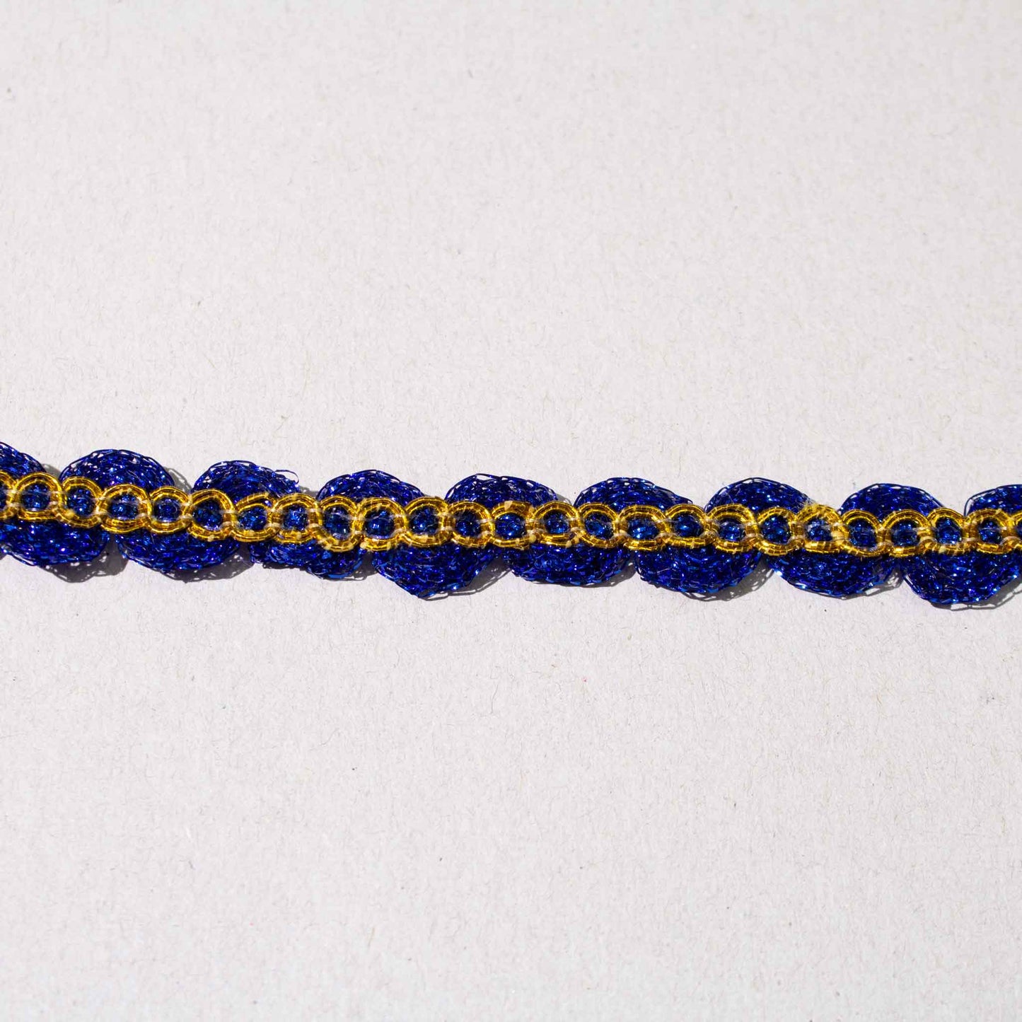 Band - Tygband Blå Guld Skimmer 1cm 65