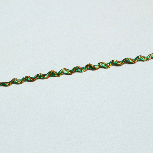 Band - Tygband Grön Röd Guld Skimmer Vågig 93