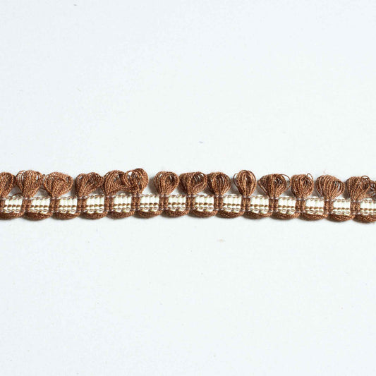 Band - Tygband Flätat Band Brun Benvit 3cm 98