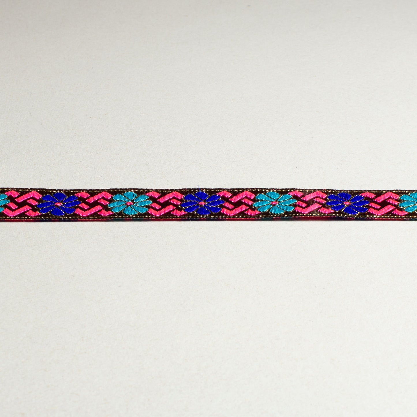 Band - Tygband Brun Blå Rosa Guld Skimmer 2,5cm 100