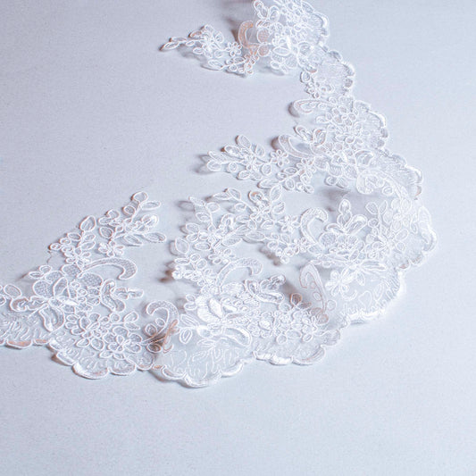 Brudspets Band - Brud Bröllop Spets Blomsterslinga Vit 139