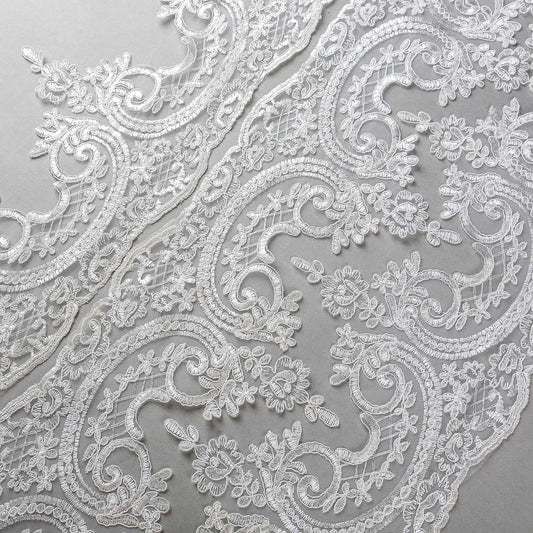 Brudspets Band - Brud Bröllop Spets Queen Lace Blomsterslinga Dropp Vit 39