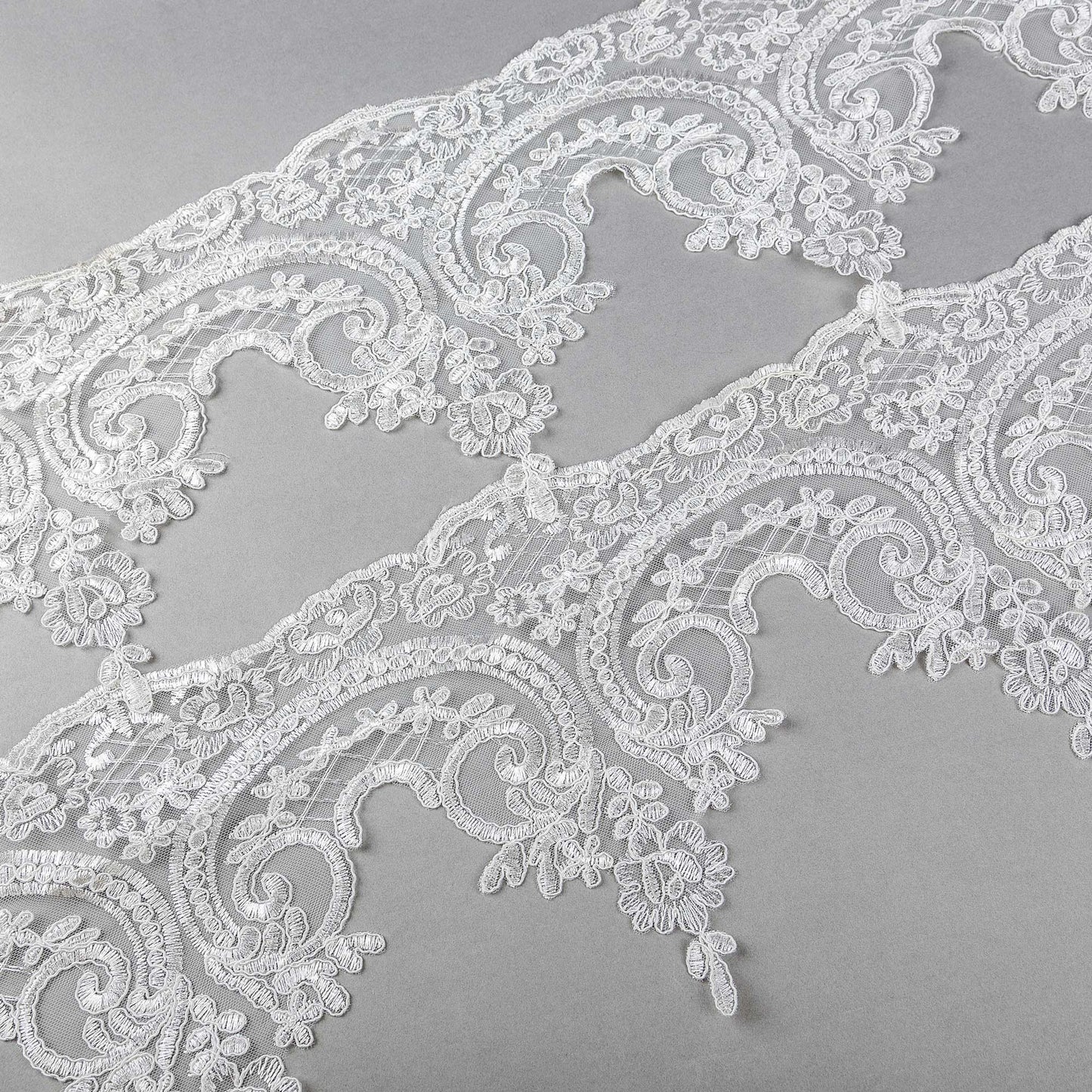 Brudspets Band - Brud Bröllop Spets Queen Lace Blomsterslinga Dropp Vit 39