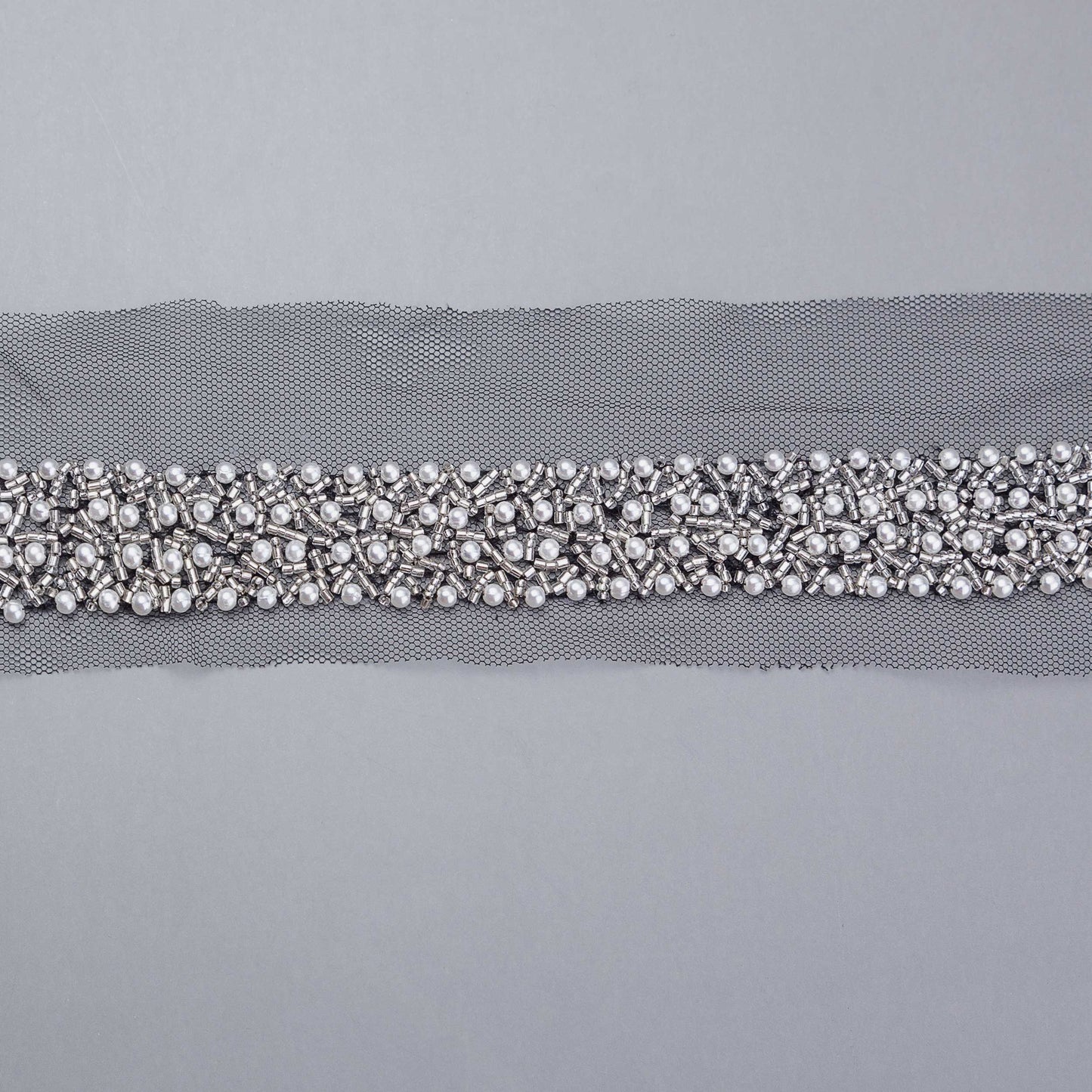 Band - Venice - Tygband Strass Vita Pärlor Vit 41