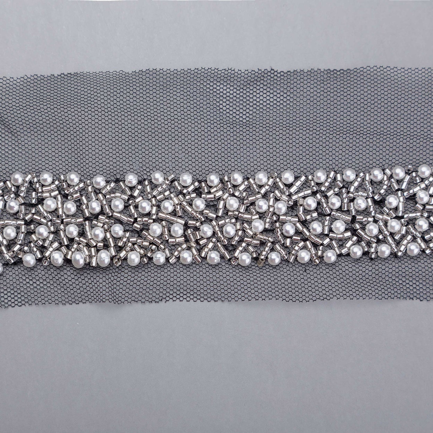 Band - Venice - Tygband Strass Vita Pärlor Vit 41