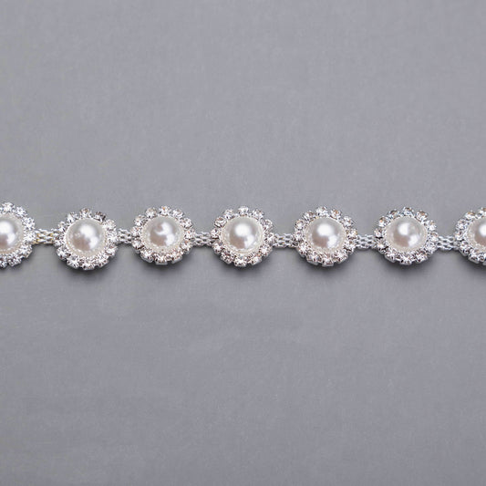 Pärlband - Estelle - Vita Pärlor Kristaller 48