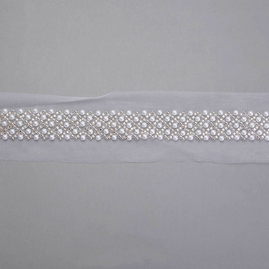 Pärlband - Ariel -  Strass Vita Pärlor Vit 54