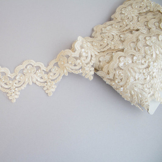 Brudspets Band - Brud Bröllop Spets Creamy Dreams Beige / Kräm 4