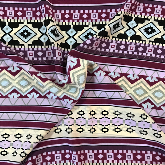 Fodertyg - Indian Mönster Lila Mingrön Ljusgul 44