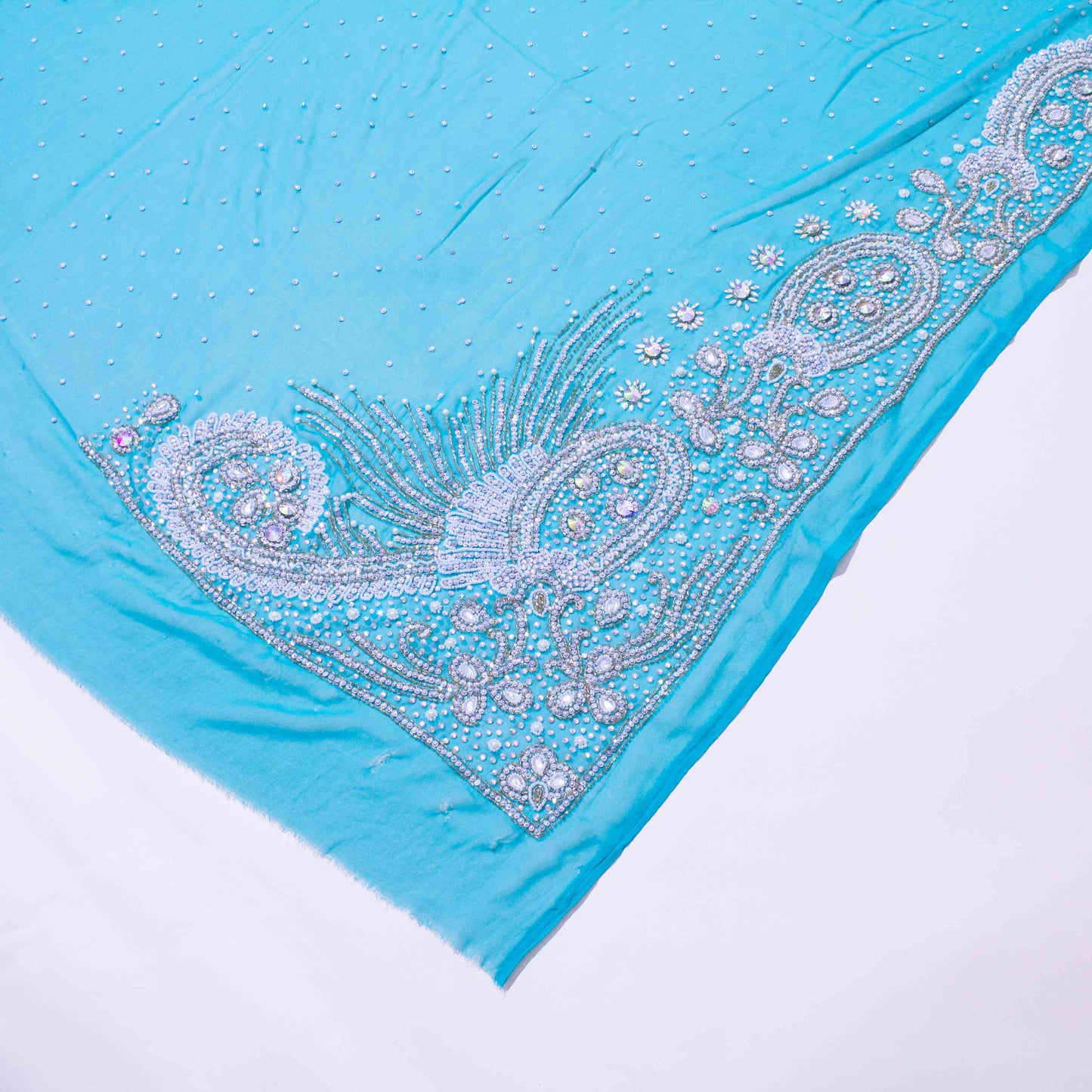Kaftan - Blå Chiffong Silver / Guld / Vit Strass 24