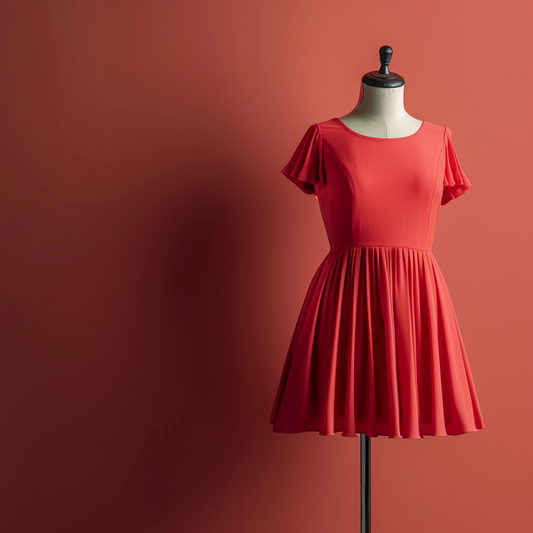 Söt och somrig klänning sydd utav vårt röda crepe tyg 🌹