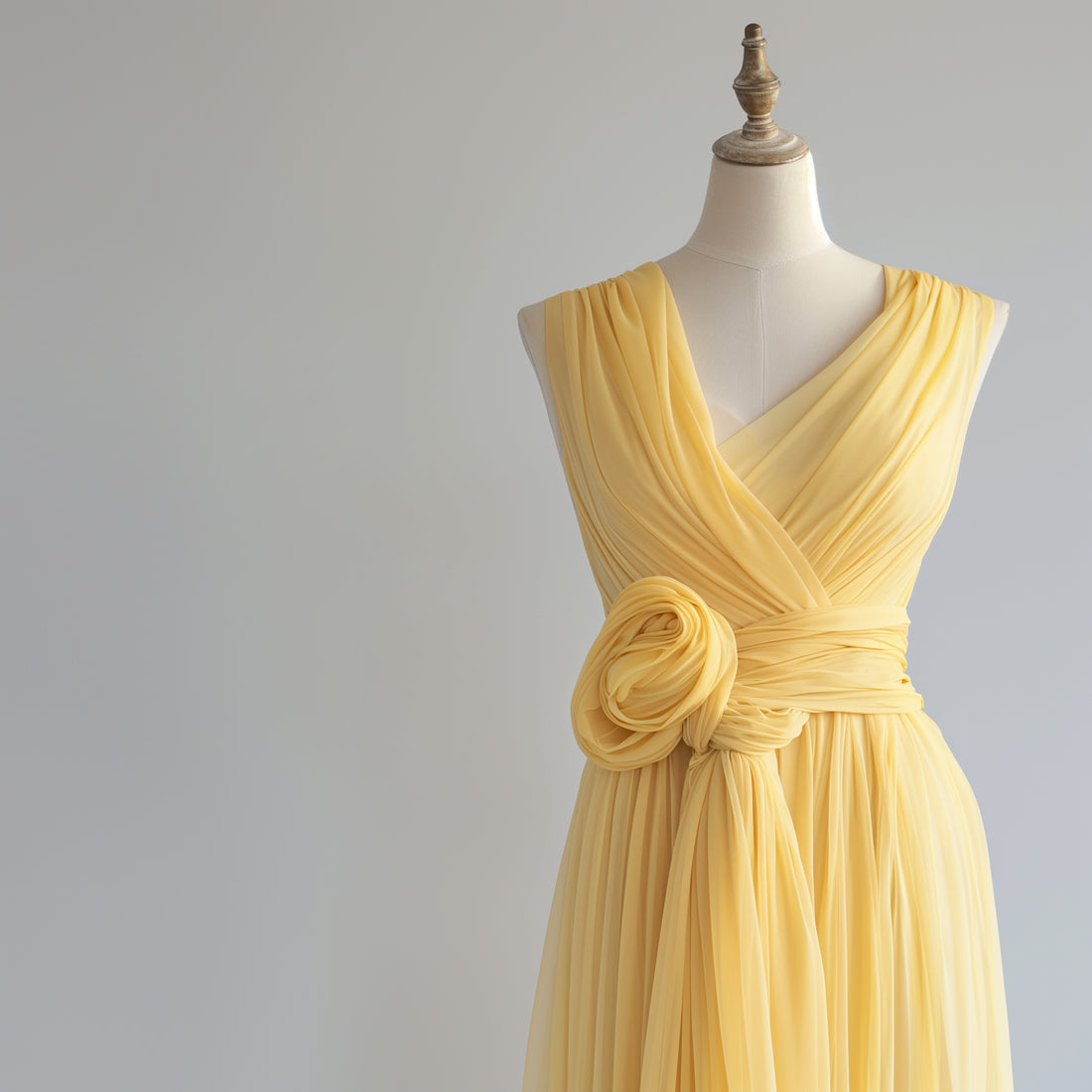 En vacker chiffongklänning i gul färg. 🌼