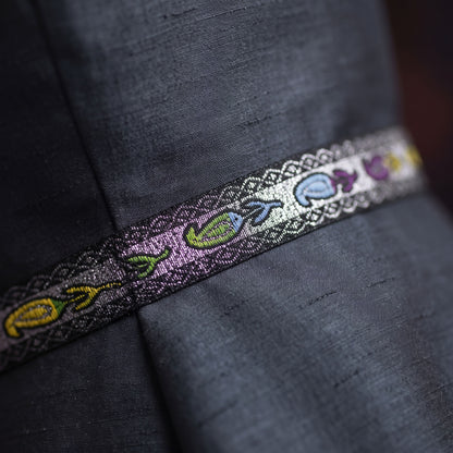 Band - Tygband Svart Silver Paisley Lila Blå Grön Gul 12