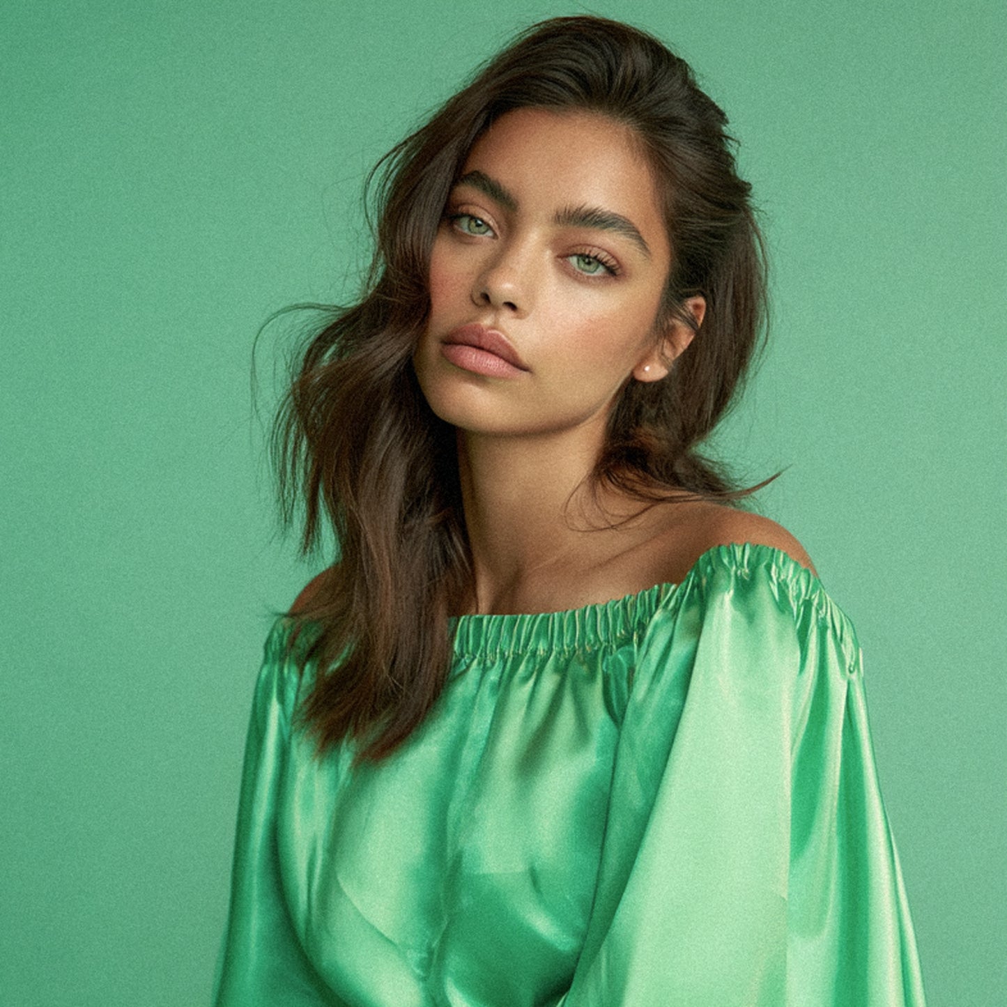 Crepe Satintyg - Satin Tyg Margaux Ljusgrön 26