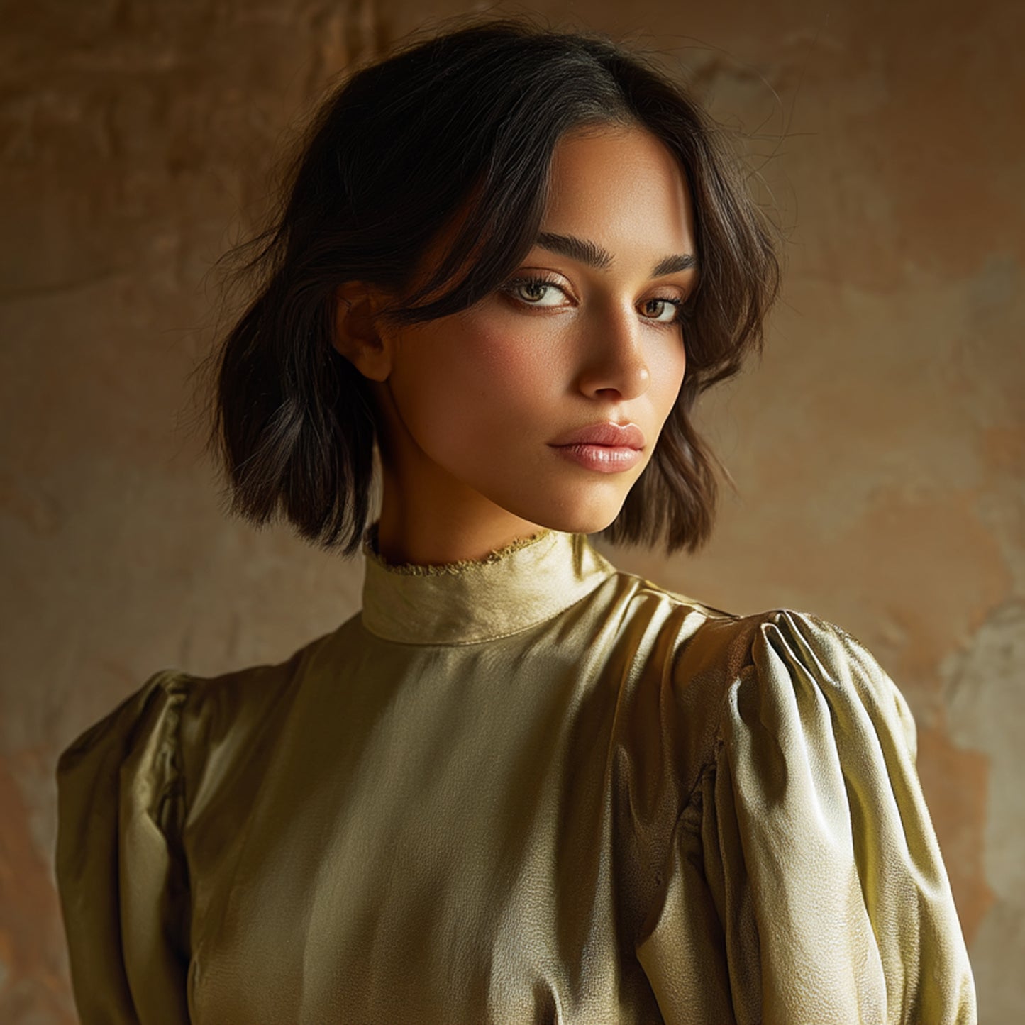 Enfärgat Tyg - Crepe Grön Beige 17