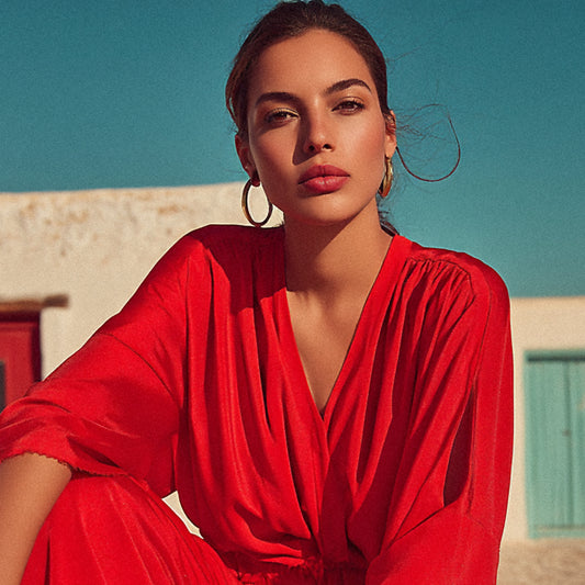 Enfärgat Tyg - Crepe Tyg Röd 16