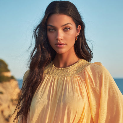 Krinklat Chiffongtyg - Tyg Chiffong Aprikos 3