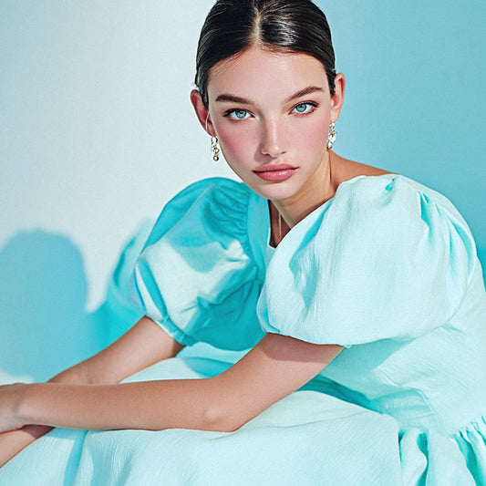 Modetyger - Mode Tyg Struktur Blå Ljusblå 163