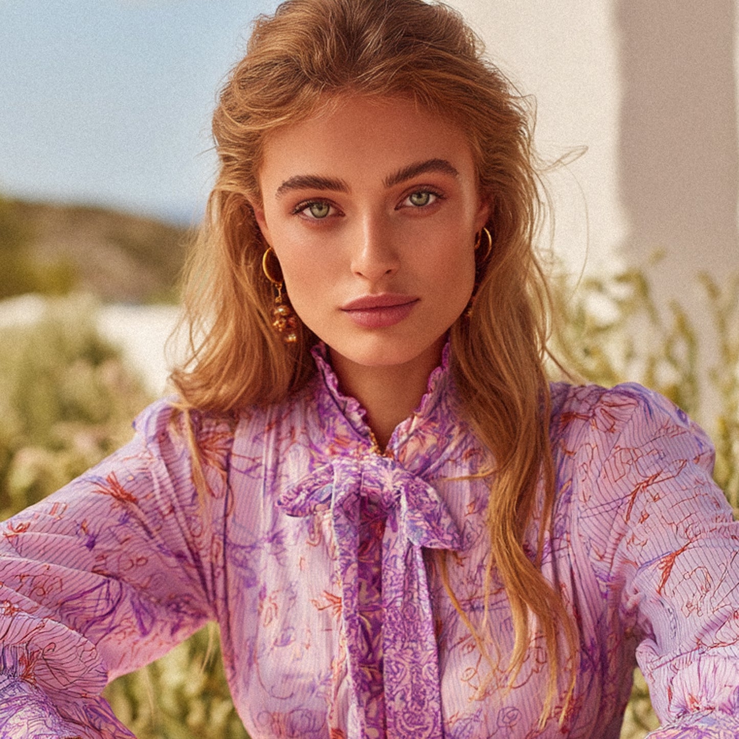 Mönstrade Chiffongtyger - Chiffong Tyg Crepe Lila Orange Blommigt 50