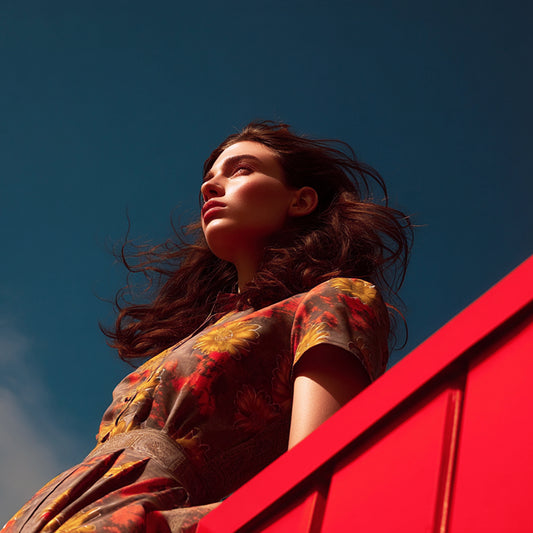 Mönstrade Modetyger - Crepe Mode Tyg Skimmer Guld Brun Röd Gul Blommigt 88