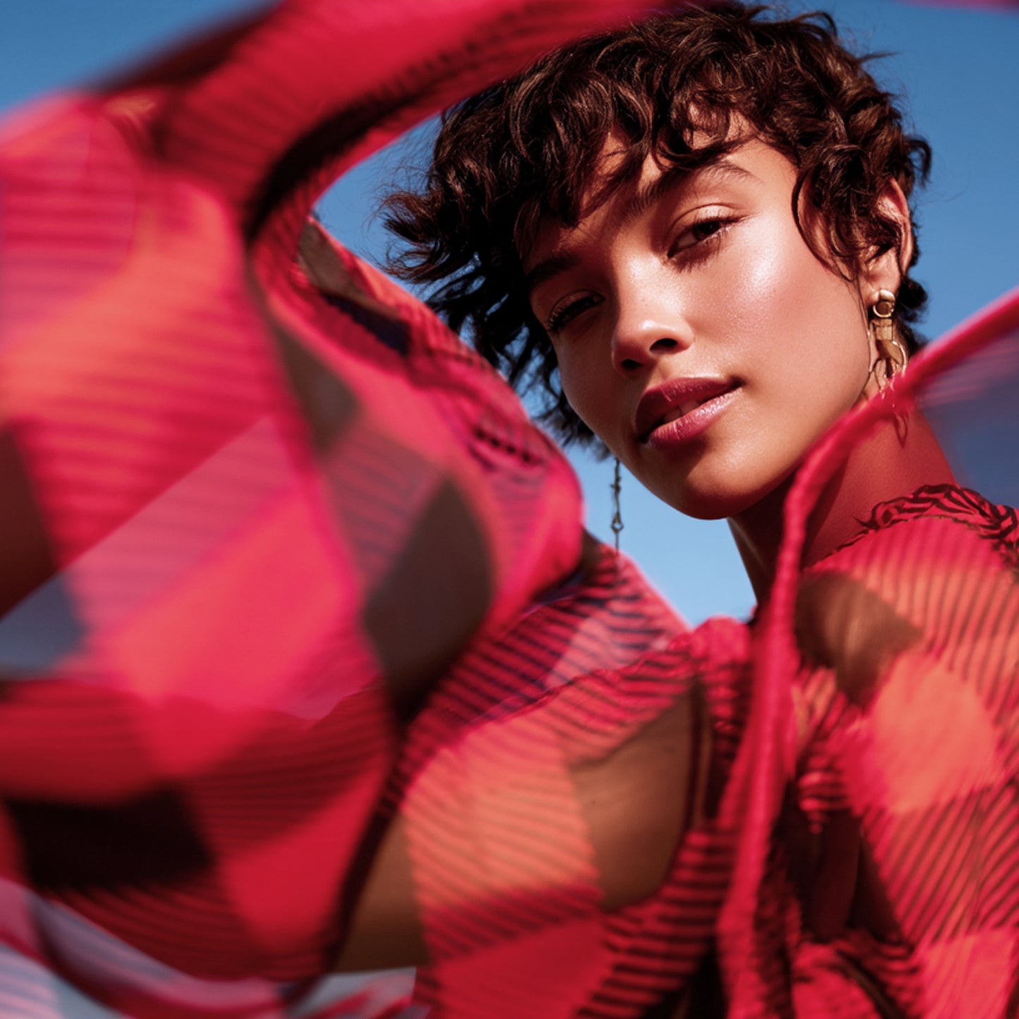 Mönstrade Modetyger - Mode Tyg Chiffong Rutigt Svart Röd 22