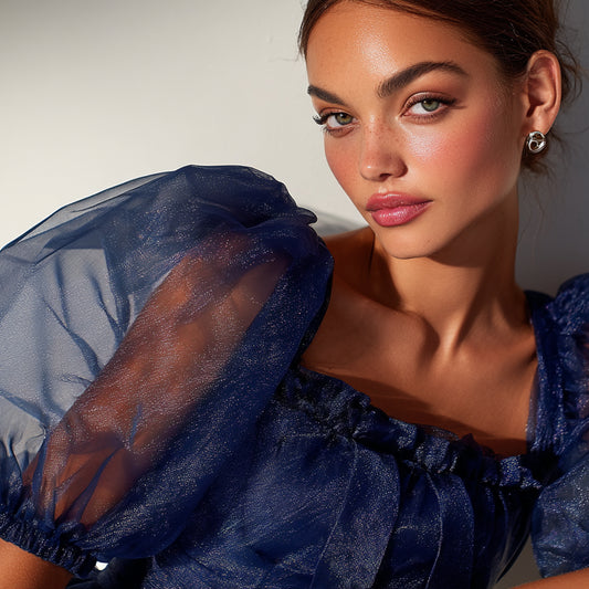 Organzatyg blå, marinblå