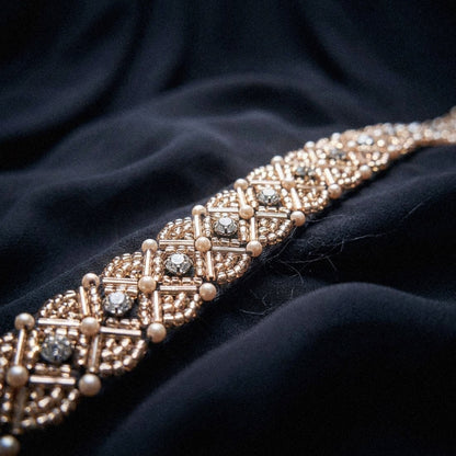 Pärlband - Monaco - Brons Koppar Pärlor Strass Kristall 45