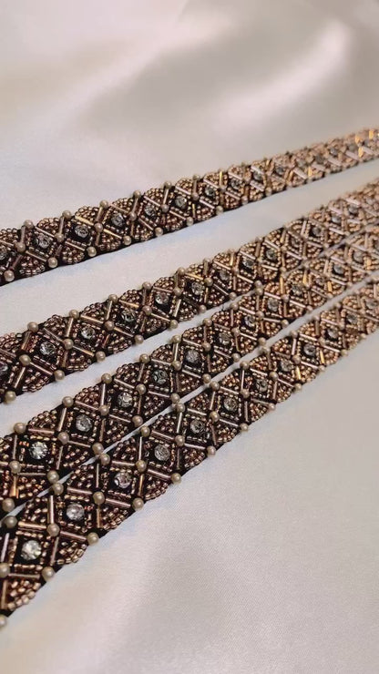 Pärlband - Monaco - Brons Koppar Pärlor Strass Kristall 45